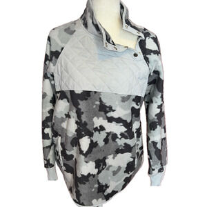 NWT Kyodan Jacket Womens Gray/Black Camo Outdoor Fleece Coat Pockets Pullover M